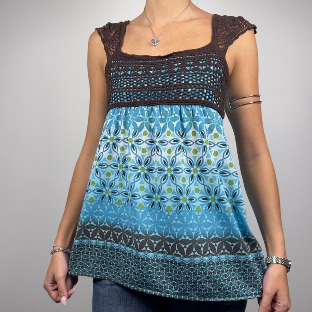 Energie Womens tank top Blue brown multi color